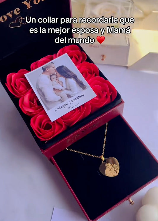 "Amor Eterno" Collar Personalizado para Mamá + Box de Rosas